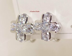 18K RGP платина diamond CZ Cross серьги yp5030