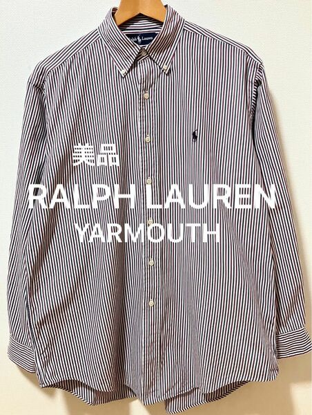美品　RALPH LAUREN ラルフローレン　刺繍ポニーロゴ　ボタンダウンシャツストライプシャツ　YARMOUTH