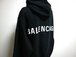 【即決】百貨店購入 5回以内 美品 balenciagaバレンシアガ◆ユニセックス ロゴ入り 定番 パーカー ブラック XS フーディー トップス　　ha