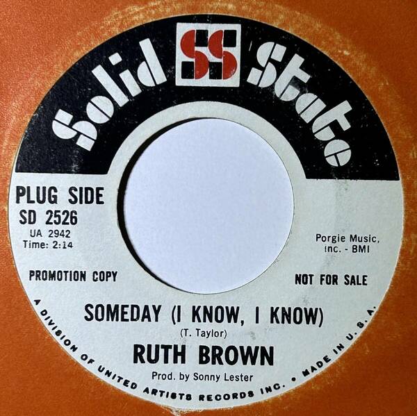 Ruth Brown 「Someday (I Know, I Know) / You're A Stone Groovy Thing」 funk45 soul45 deep funk 7インチ