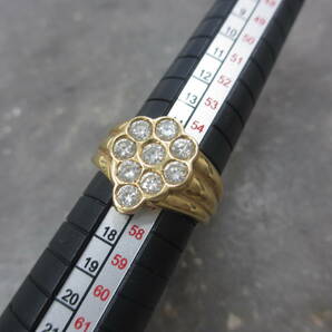 K18 18金 750 リング 総重量 6.87ｇ サイズ 16号 ダイヤモンド 9石付き（カラット刻印ナシ） USED 指輪 ダイアの画像8