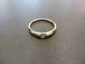 K18 18金 750 リング 指輪 5号 ダイヤモンド 1石付き（0.10ct） 総重量 1.34ｇ USED PG ピンクゴールド