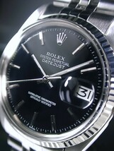 綺麗 ROLEX ロレックス 14金WGフルーテッド ブラック ref.1601 Cal.1570 デイトジャスト 62510H オイスターパーペチュアル 鑑定済_画像2