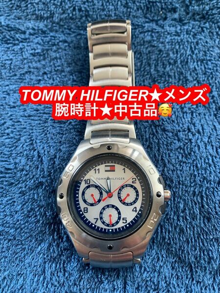 ☆TOMMY HILFIGER トミー フィルフィガー メンズ 腕時計 クオーツ クロノグラフ F90179 ★中古品です♪