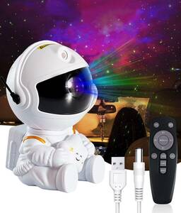 スタープロジェクター 宇宙飛行士の星空投影灯 満天の星の雰囲気 プラネタリウム LEDプロジェクターライト 静音 360°回転磁気ヘッド