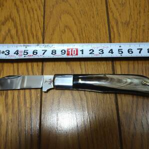 昭和レトロ 古いポケットナイフ ステンレス・日本製 水牛角？のハンドル デッドストック品の画像9