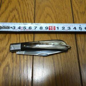 昭和レトロ 古いポケットナイフ ステンレス・日本製 水牛角？のハンドル デッドストック品の画像10