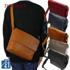 * free shipping shoulder bag men's original leather shoulder bag men's DOUBLES( double s) leather shoulder bag JVA 7420 black *