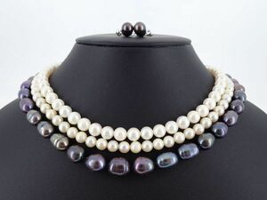 ●アコヤ養殖真珠 パール ネックレス イヤリング 真珠 丸玉 バロック jewelry ジュエリー ソーティング アクセサリー 鑑定書 ケース付き