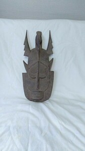 ゆうパック送料無料 セヌフォ族 木製仮面 西アフリカ コートジボワール 輸出許可証付き アビジャン プリミティブアート オブジェ マスク