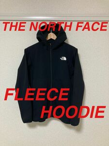 美品 THE NORTH FACE ノースフェイス ハイブリッドナイロン フリースフーディ パーカー NL72080 ブラックM