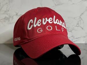 【未使用品】161K 訳あり★Cleveland GOLF クリーブランド ゴルフ キャップ 帽子 上品で高級感のあるレッドのコットン素材《FREEサイズ》