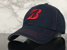 【未使用品】67B★BRIDGESTONE GOLF ブリジストン ゴルフ キャップ 帽子 高級感のあるネイビーのコットン素材にレッドロゴ《FREEサイズ》_画像1