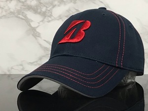 【未使用品】67B★BRIDGESTONE GOLF ブリジストン ゴルフ キャップ 帽子 高級感のあるネイビーのコットン素材にレッドロゴ《FREEサイズ》