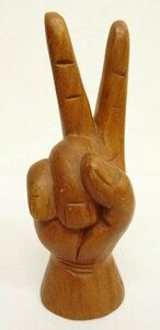 ヴィンテージ ウッド ピースサイン ハンドサイン オーナメント オブジェ 手彫り M VINTAGE 60年代 70年代 アメリカ製 レア