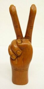 ヴィンテージ ウッド ピースサイン ハンドサイン オーナメント オブジェ 手彫り M VINTAGE 60年代 70年代 アメリカ製 レア