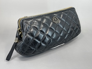 モンクレール MONCLER ELIANNE BORSA キルティングバッグ レザー ブラック USED品 