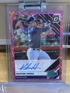 2019 Panini Donruss Optic KESTON HIURA 直筆サインカード Auto Rated Prospect Pink