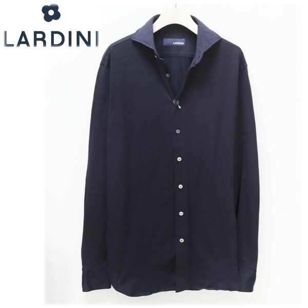 《LARDINI ラルディーニ》新品 イタリア製 ジャージ素材 着心地◎ ホリゾンタルカラー ストレッチシャツ M A9704