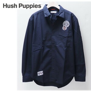 《Hush Puppies ハッシュパピー》新品 軽量 ロゴワッペン・パッチ付 ミリタリーシャツ ファティーグ L A9784