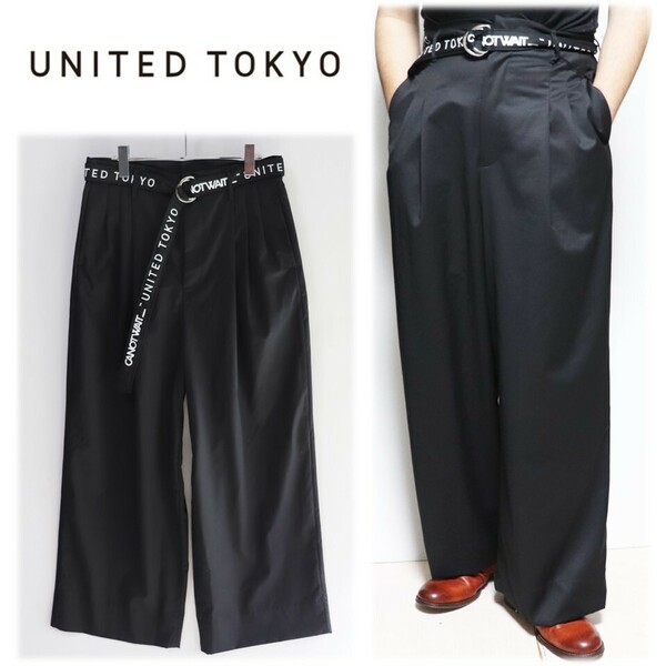 《UNITED TOKYO ユナイテッドトウキョウ》新品 定価28,600円 ロゴ入りリングベルト付き スーパーワイドパンツ 3(W83)A9456