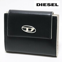 《DIESEL ディーゼル》新品 軽量 スタイリッシュ Dロゴ レザー2つ折り財布 ウォレット 男女兼用 A9852_画像1