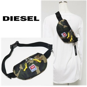 《DIESEL ディーゼル》新品 軽量 ラバーロゴパッチ付き カモフラボディバッグ ウエストバッグ A9872