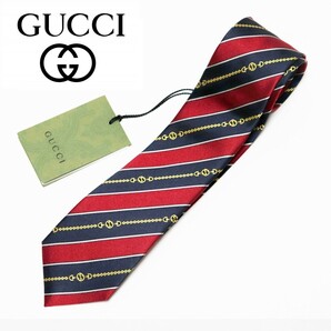 《GUCCI グッチ》新品 イタリア製 シルク100% アメリカ式 レジメンタル柄ネクタイ ビジネス プレゼントにも A9877