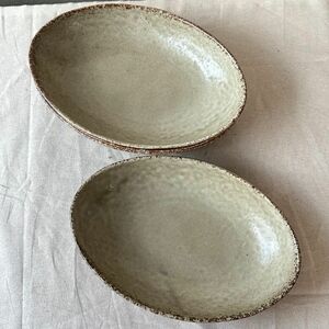 【2枚】新品 日本製 美濃焼 オーバル 楕円皿 深皿 カレー皿 パスタ皿 灰釉