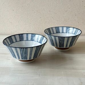 【2個】新品 日本製 美濃焼 みのる陶器 5寸 丼 寿々 縞紋