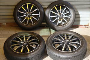 【良品】ホンダ　N-WGN　JH1　カスタム　後期　純正タイヤホイールセット　14インチ　4.5J+40　4穴　PCD100　155/65R14　760　軽自動車　