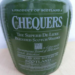 Am-45 CHEQUERS SUPER DELUXE チェッカーズ スーパー デラックス スコッチ ウイスキー 緑陶器 ボトル 未開栓 1367gの画像4