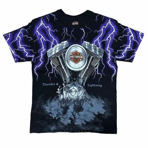 希少 USA製 90's HARLEY DAVIDSON THUNDER & LIGHTNING Tシャツ ハーレーダビッドソン ハーレー サンダー ライトニング エンジン フレイム