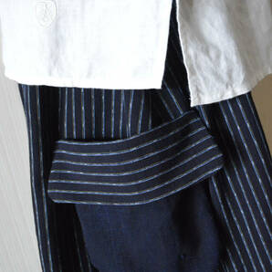 ※着物リメイク/藍染・縞木綿のふんわりバルーンスカート・ぷっくりポッケ付き・新古品※の画像9