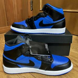 1円～ 28cm 未使用黒タグ Nike AIR JORDAN 1 MID BLACK WHITE ROYAL BLUE DQ8426-042 ナイキ エアジョーダン1 ミッド ロイヤルブルーの画像5