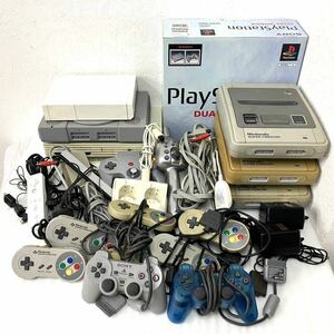 ゲーム機 本体 コントローラー まとめ売り PS2 SCPH-50000 ホワイト PS1 SCPH-9000 スーパーファミコン Wii 64 クリアブルー アダプター