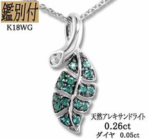 【鑑別付】天然アレキサンドライトネックレス　0.26ct　D0.05ct_画像1