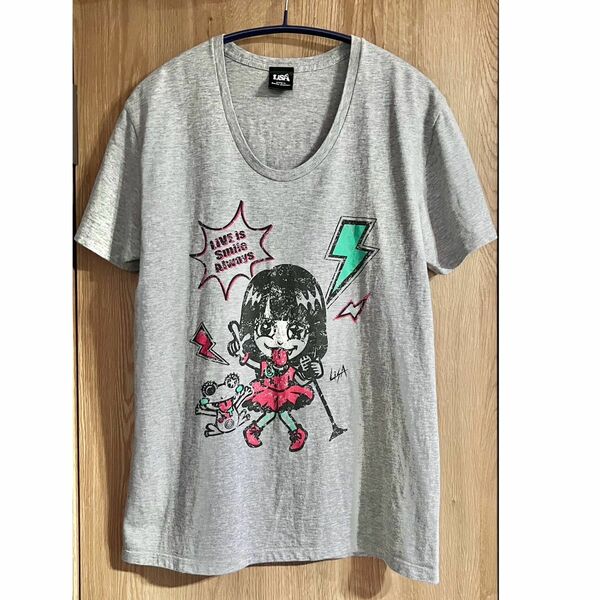 LiSA ライブ Ｔシャツ グッズ 武道館 レア HARRY イラスト 半袖Tシャツ グレー 