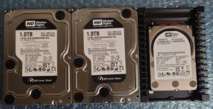 WD ハードディスク 3台まとめ [ VelociRaptor 300GB WD3000HLFS (1台) ] + [ Caviar Black 1TB WD1001FALS (2台) ]