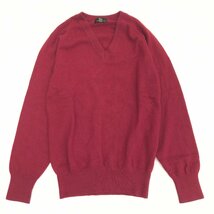 ●Cashmere sweater 《繊維の宝石》上質 カシミヤ100% Ｖネック ニット セーター M ボルドー ワインレッド 日本製 長袖 メンズ カシミア_画像1