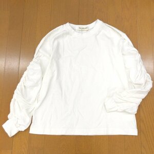 Ray BEAMS ビームス ギャザースリーブ カットソー F 白 ホワイト 日本製 ロンT Tシャツ 国内正規品 レディース 女性用
