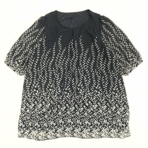 美品 Fitme Moi フィットミーモア レイヤード シフォン チュニック カットソー EL(2XL) 黒 ブラック 日本製 ブラウス 3L ゆったり 大きい