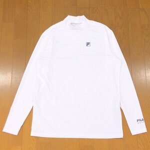 FILA GOLF フィラ ストレッチ 吸水速乾 ドライ コンプレッションゴルフシャツ M 白系 ホワイト系 長袖 ロゴプリント インナーウェア