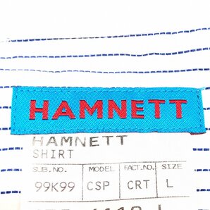 HAMNETT ハムネット スキッパーカラー ストライプ シャツ L 白 ホワイト 五分袖 オープンカラー キャサリンハムネットロンドン 国内正規品の画像3