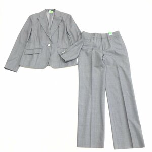 ●美品 Aquascutum アクアスキュータム シルクブレンド ウール パンツ スーツ 上下セットアップ 11(L) 日本製 ジャケット フォーマル 春夏