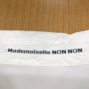 Mademoiselle NONNON マドモアゼルノンノン ロゴ刺繍 プリーツ シャツ L相当 白 ホワイト ブラウス 長袖 レディース 女性用 パパスの画像3