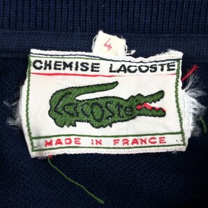 仏製 70's CHEMISE LACOSTE ラコステ ヴィンテージ ロゴ刺繍 ポロシャツ 4 濃紺 ネイビー 長袖 古着 フララコ フレラコ フランス製の画像3