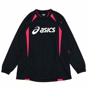 ASICS アシックス ロゴプリント Ｖネック 吸水速乾 ドライ プラクティスシャツ M 黒 ブラック 長袖 Tシャツ ロンT 国内正規品 メンズ 紳士