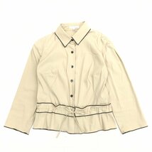 PAULE KA ポールカ ストレッチ ギャザー シャツ 38(M) ベージュ ブラウス 長袖 国内正規品 レディース 女性用_画像1