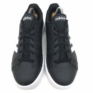 ●美品 adidas アディダス グランドコートベース エコレザー ローカット スニーカー 23.5cm 黒 ブラック コートスタイル GRANDCOURT BASEの画像2